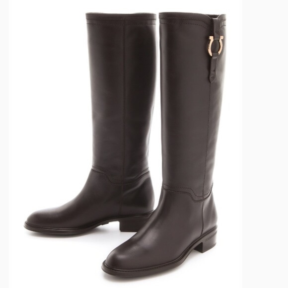 Salvatore Ferragamo Gancini Knee High Riding Boot - Picture 2 of 8